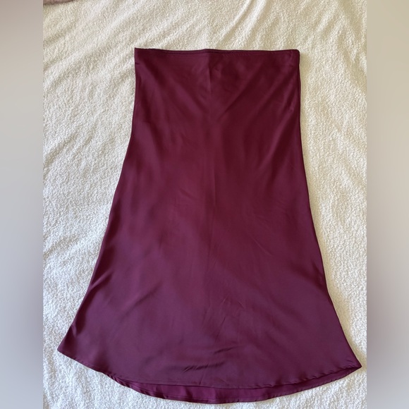 Women’s Elastic High Waist Solid Burgundy Maxi Skirt - Picture 2 of 10